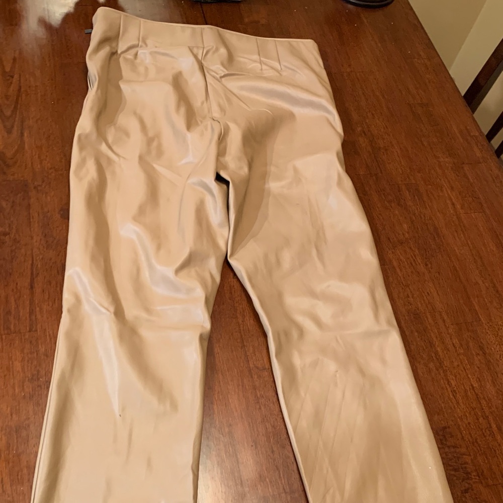 Authentic Zara vegan leather extremely soft nude pants with zippers bottoms/back